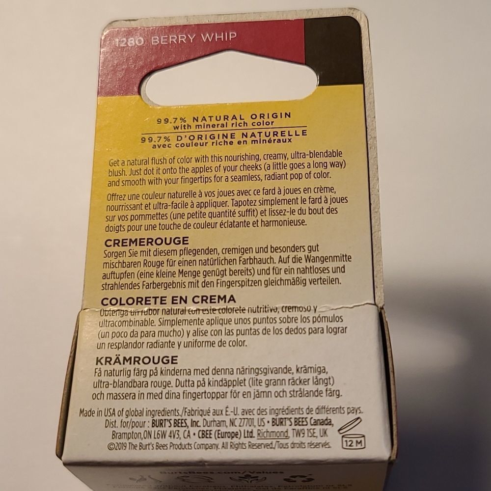 🐝 Burt’s Bees Natural Mineral Cream Blush Tub #1280 Berry Whip/Dark Pink New 🆕 - Picture 6 of 9